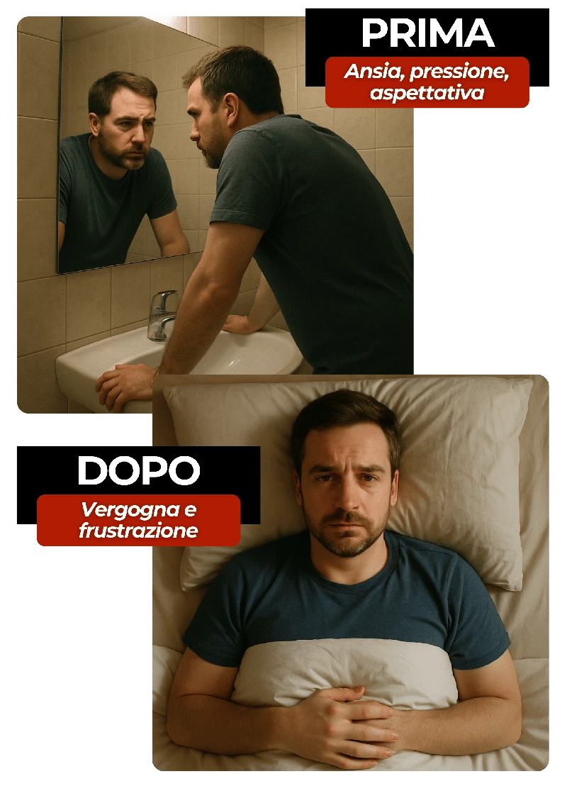 Prima: ansia, pressione, aspettativa. Dopo: vergogna e frustrazione.