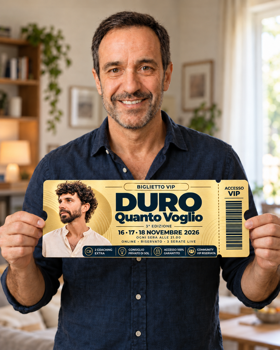 Uomo con il biglietto di Duro Quanto Voglio